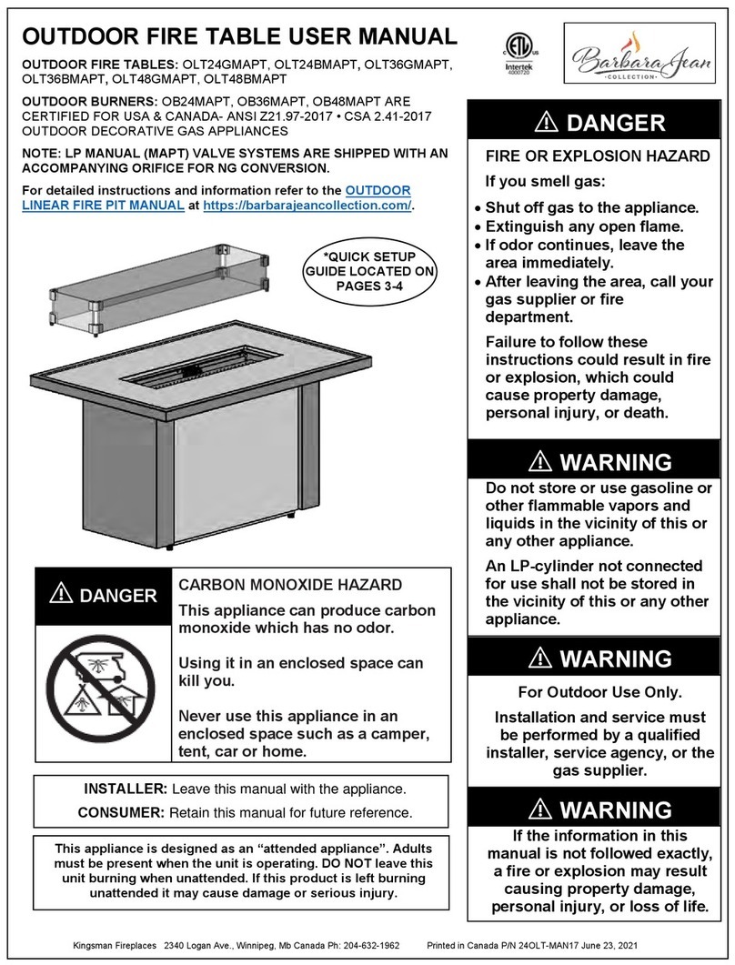 Kingsman Fireplaces Barbara Jean OLT24GMAPT user manual