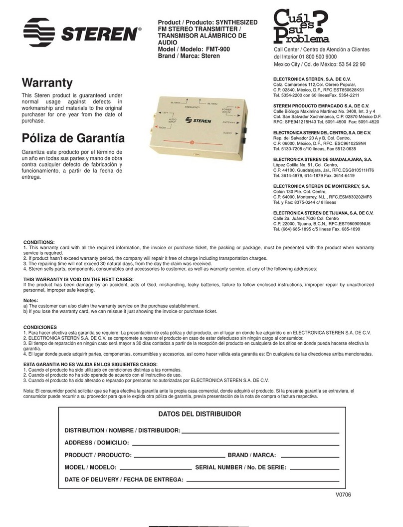 Steren FMT-900 quick start guide