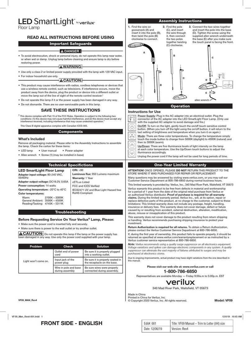 Verilux LED SmartLight VF09 User manual