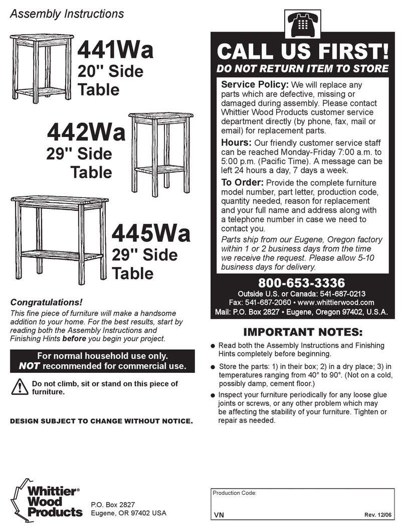 Whittier Wood Products 441Wa Assembly instructions