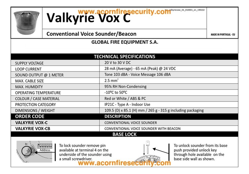 Global Fire Equipment Valkyrie Vox C quick start guide Global Fire Equipment Valkyrie Vox C quick start guide