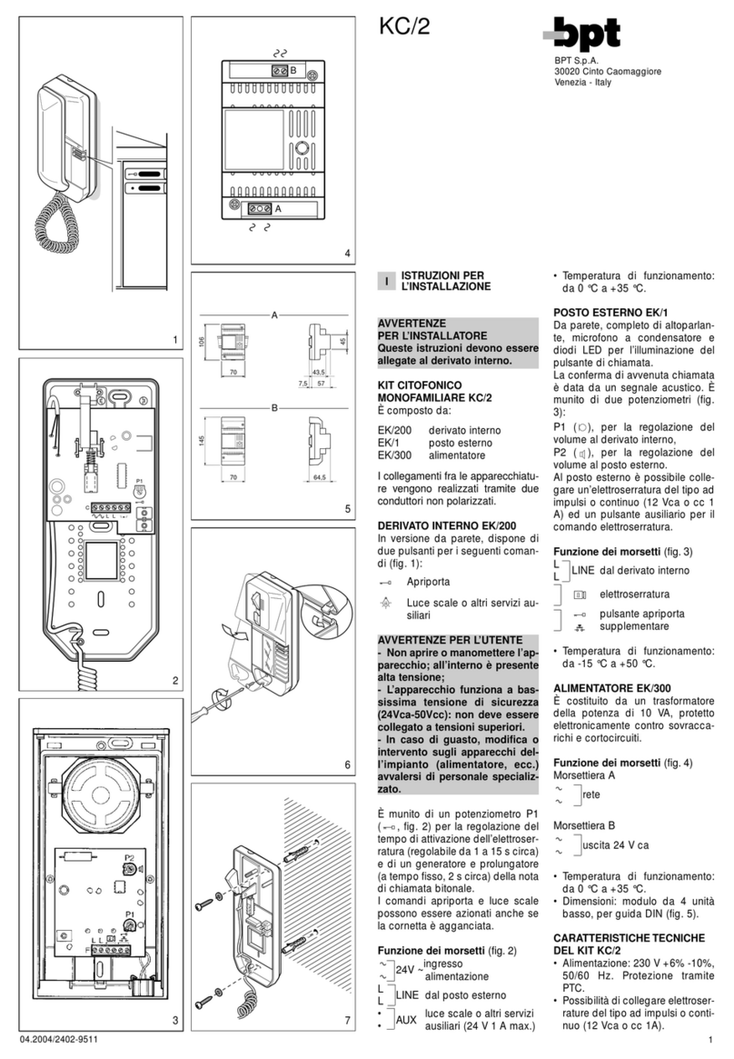 Bpt KC/2 User manual