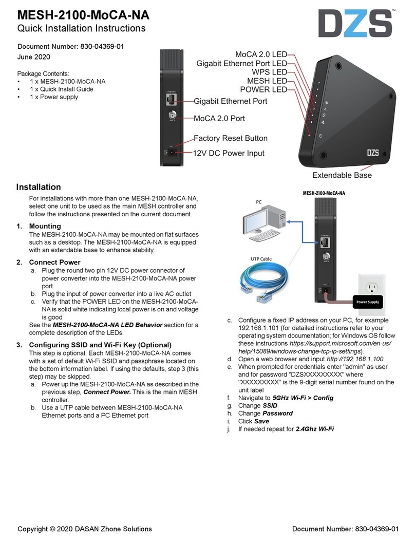 Dasan DZS MESH-2100-MoCA-NA Original operating instructions