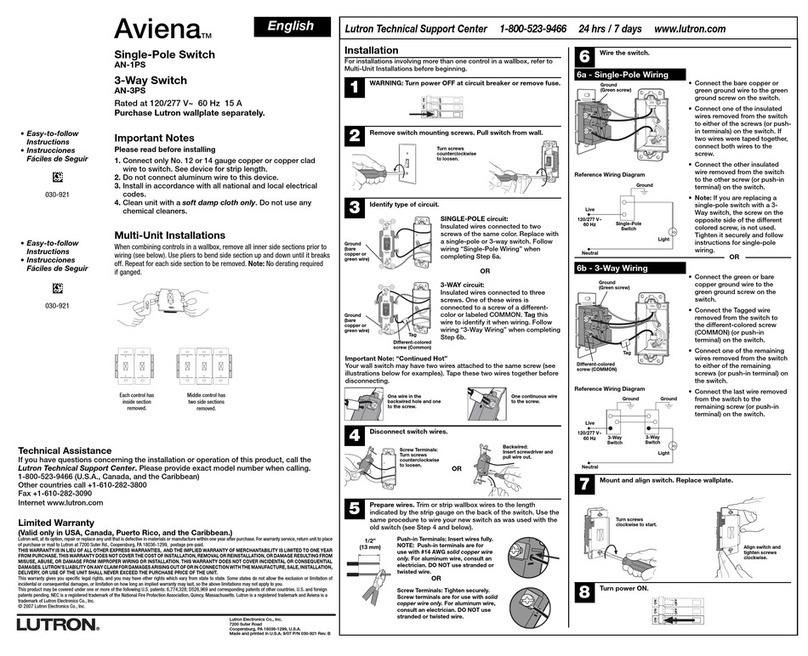 Lutron Electronics Aviena AN-1PS quick guide