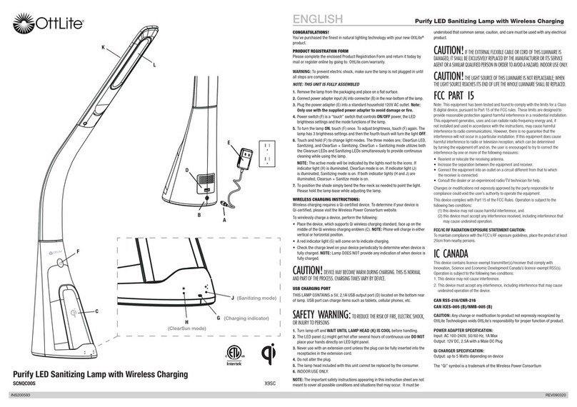 OttLite Purify User manual