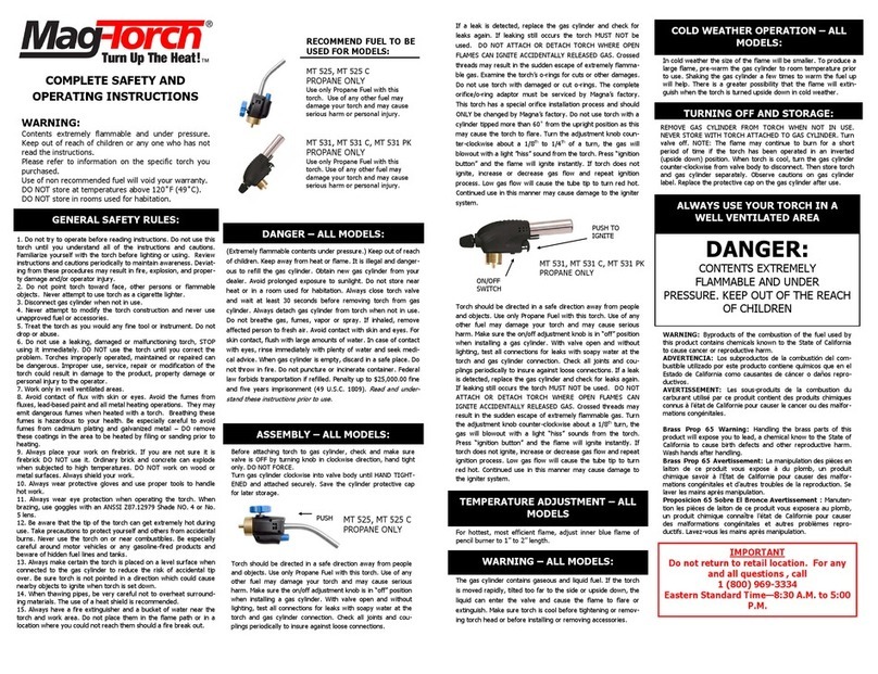 Mag-Torch MT 525 Safety and operating instructions Mag-Torch MT 525 Safety and operating instructions