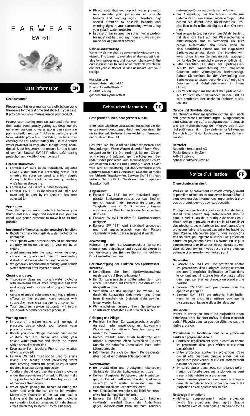 Earwear Earwear EW 1511 User information