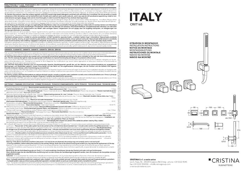 CRISTINA ITALY CRIIT165 installation instructions