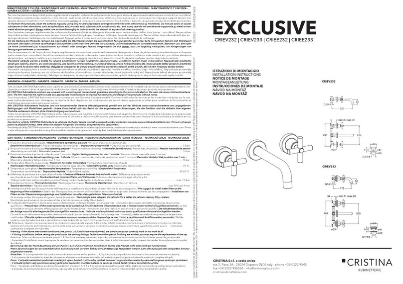 CRISTINA EXCLUSIVE CRIEV232 installation instructions