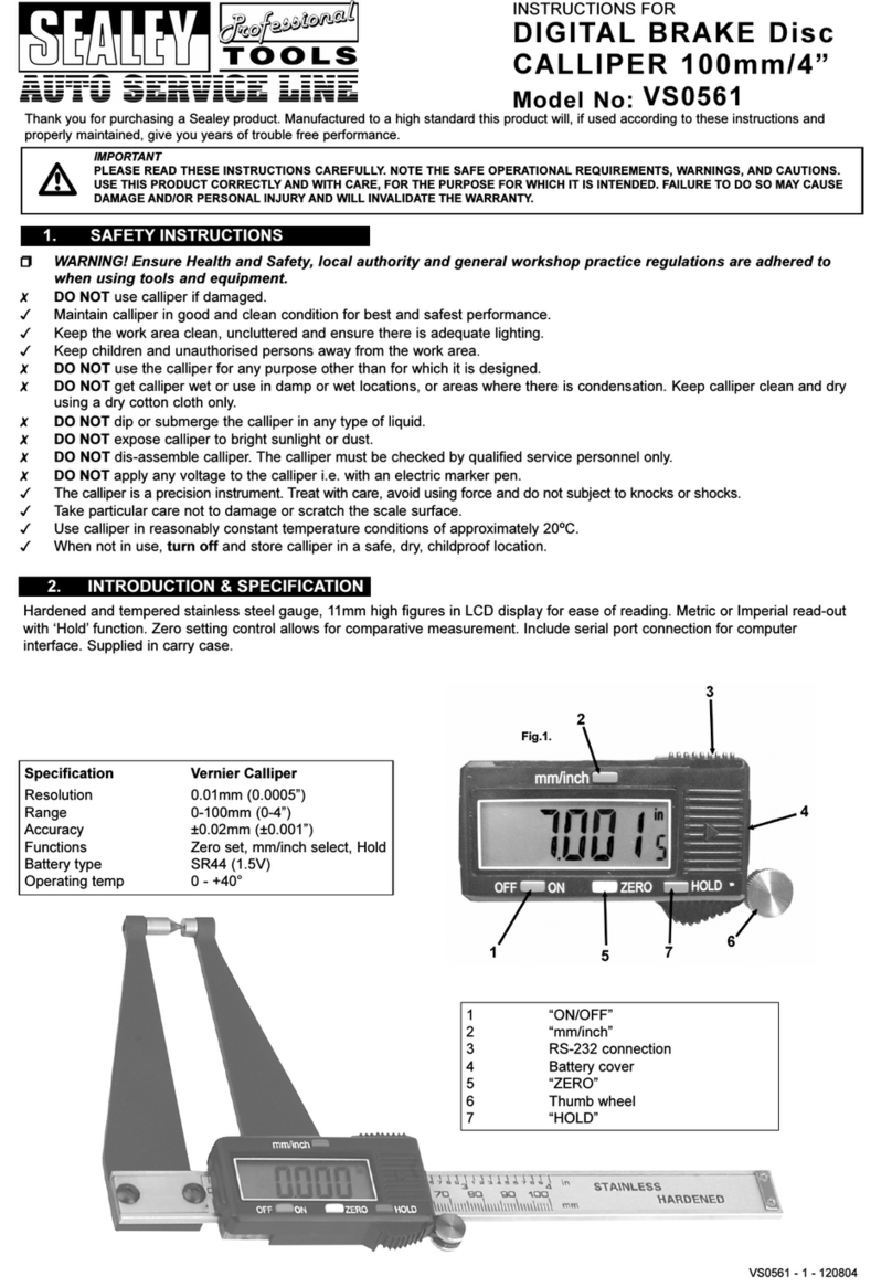 Sealey Professional Tools Auto Service VS0561 User manual