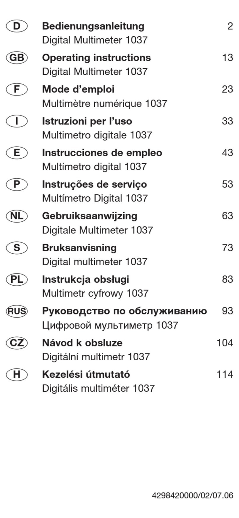 Weidmüller 1037 operating instructions