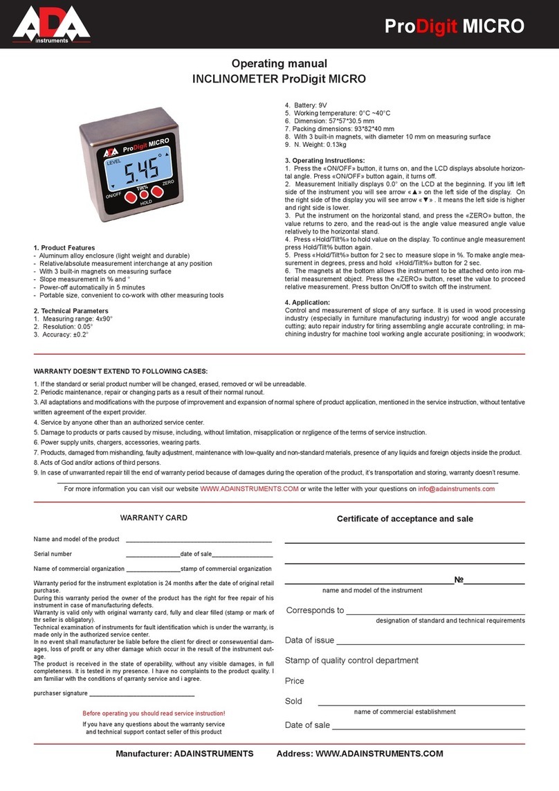ADA INSTRUMENTS ProDigit MICRO operating manual