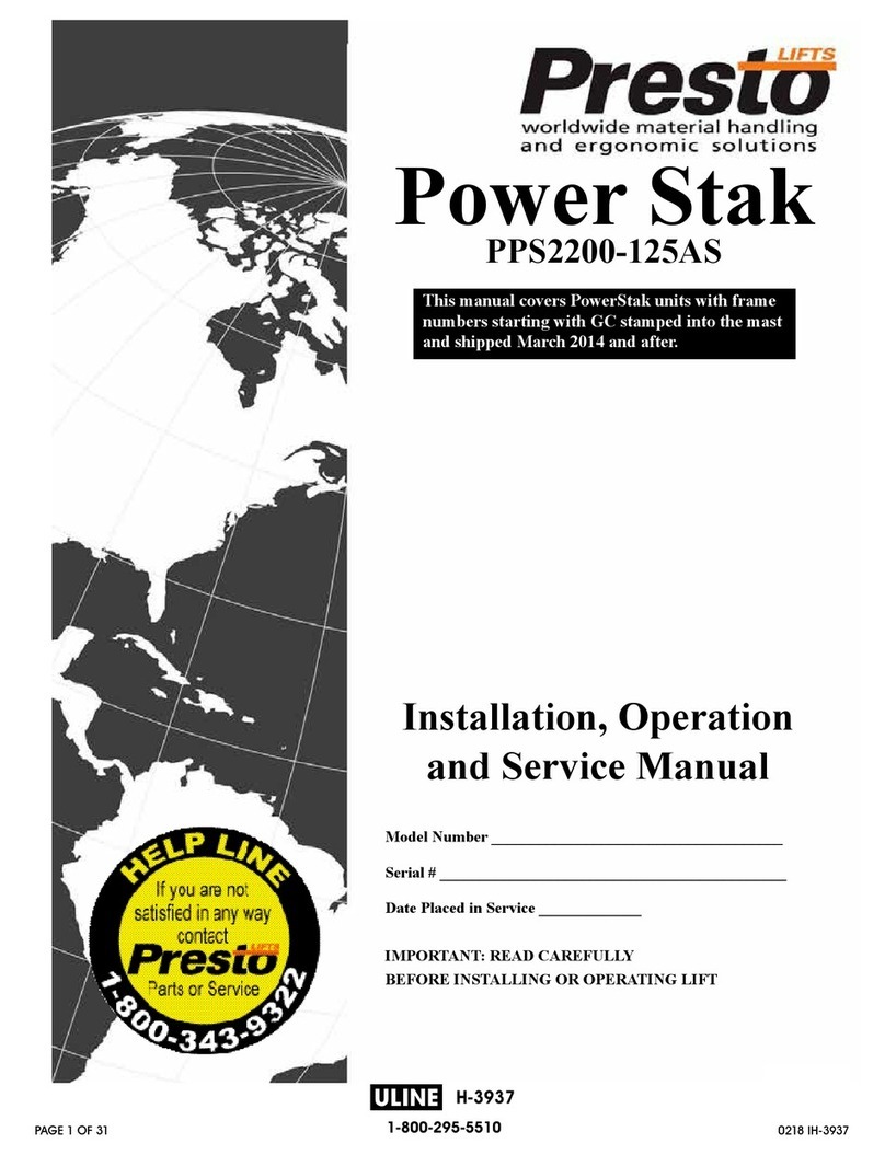 Presto Lifts PowerStack PPS2200-125AS Setup guide