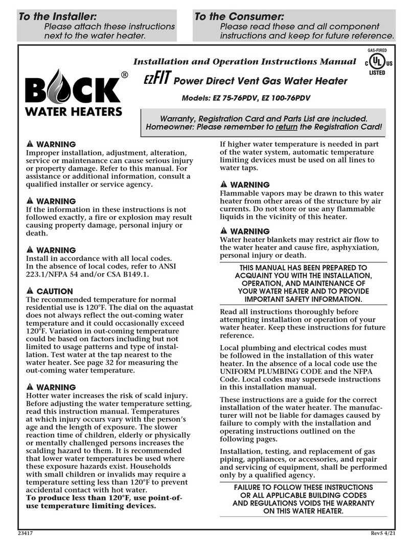 Bock Water heaters ezFIT EZ 75-76PDV Installation and operation instruction manual