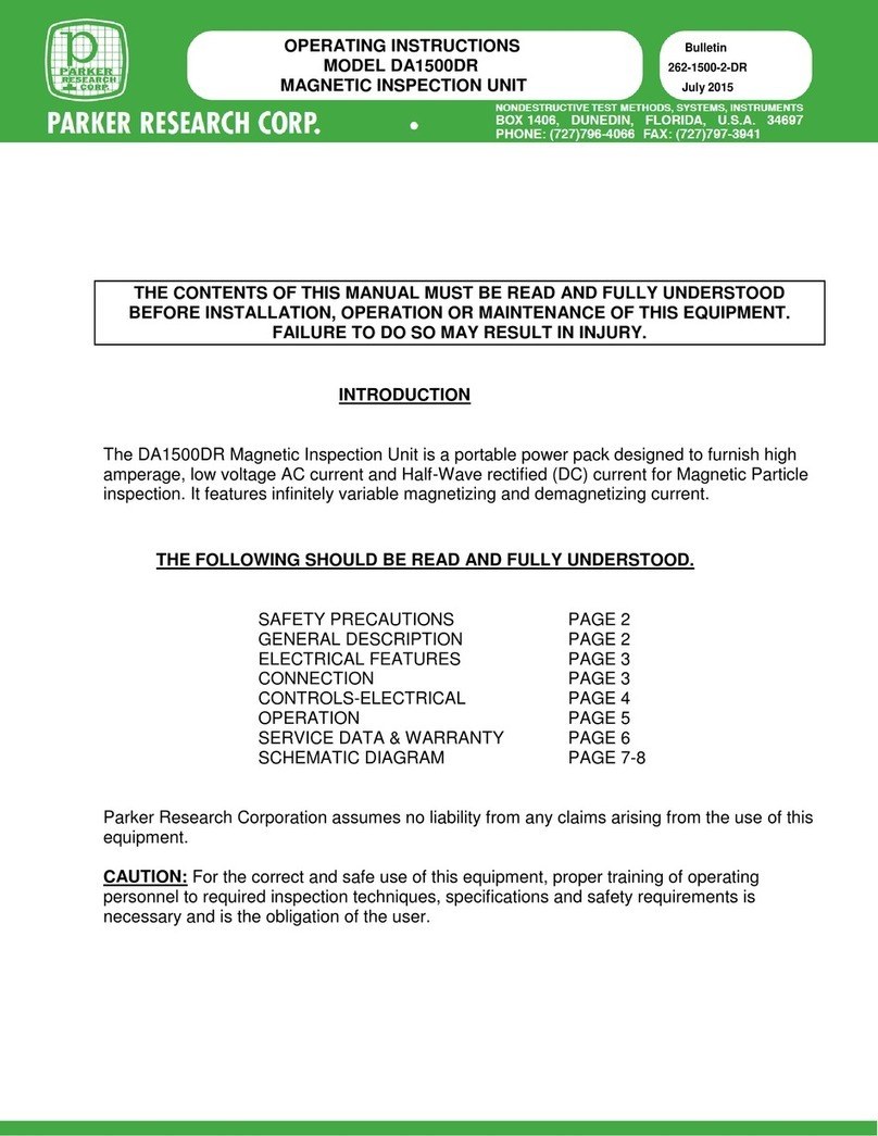 Parker Research Corp DA1500DR operating instructions Parker Research Corp DA1500DR operating instructions