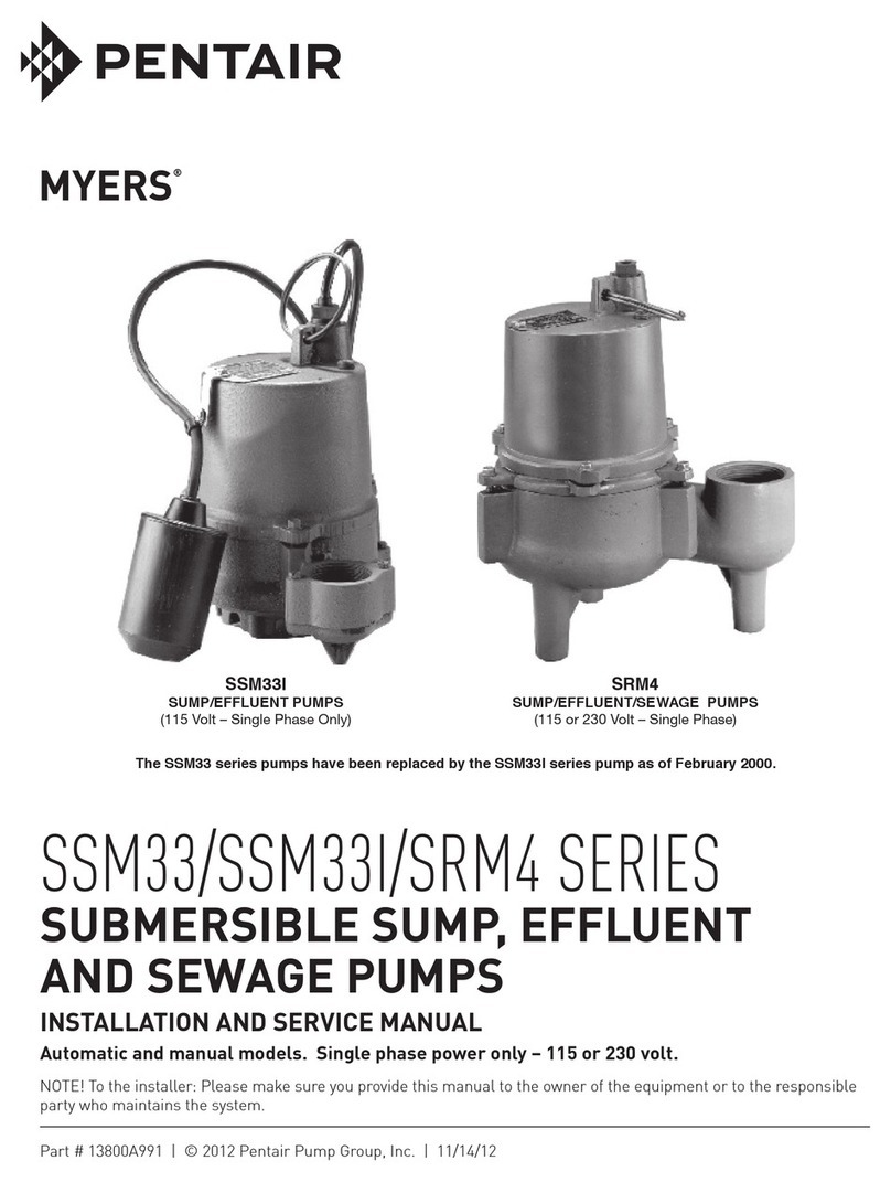 Pentair MYERS SSM33 Series Installation and service manual