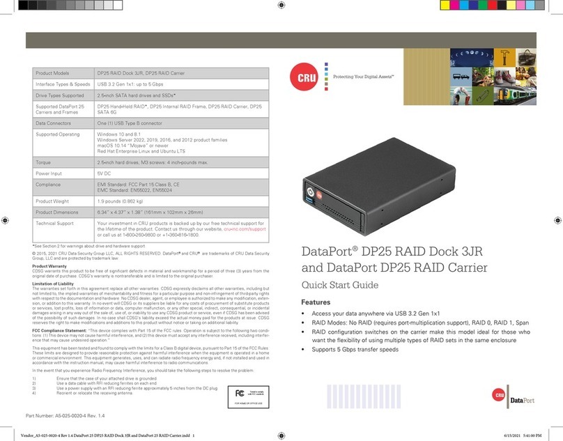 CRU Dataport DP25 RAID Dock 3JR quick start guide