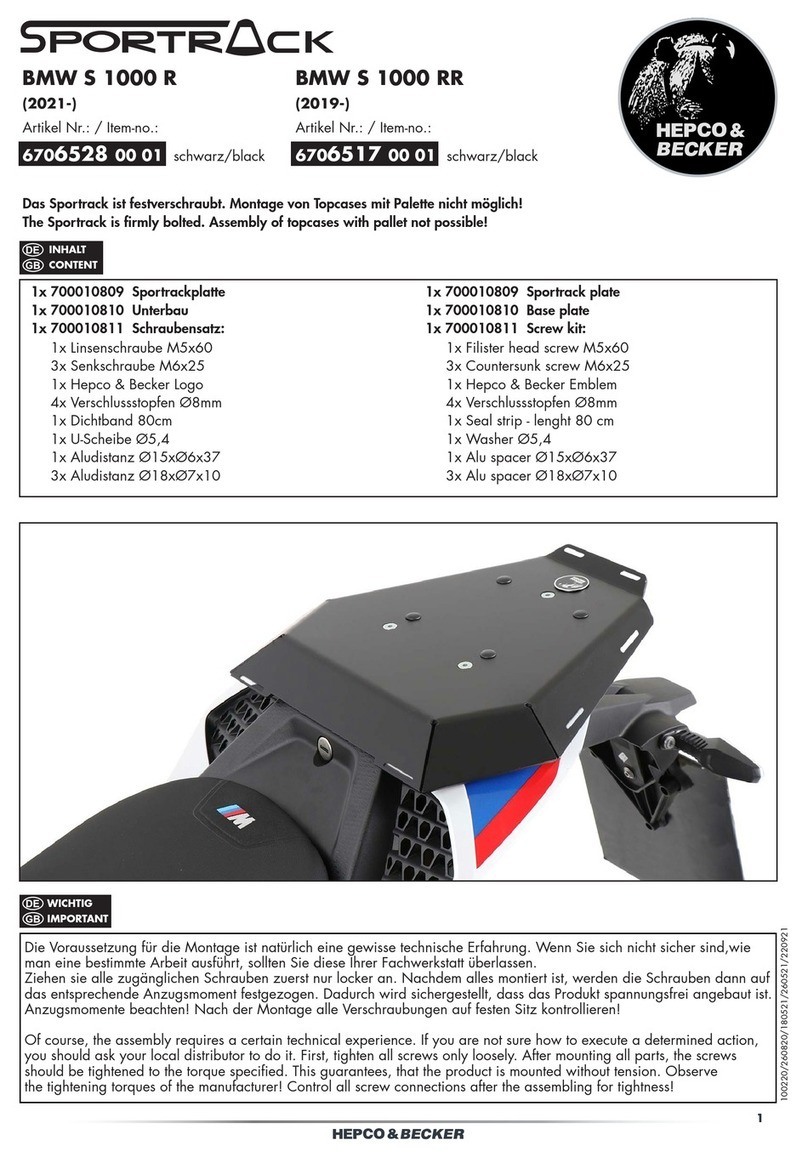 hepco & becker SportRack 6706528 00 01 User manual hepco & becker SportRack 6706528 00 01 User manual