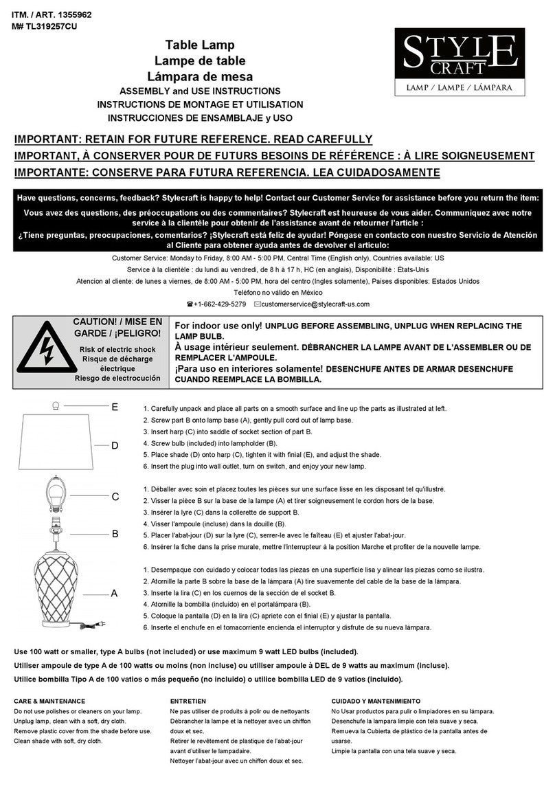 STYLECRAFT TL319257CU Assembly and use instructions