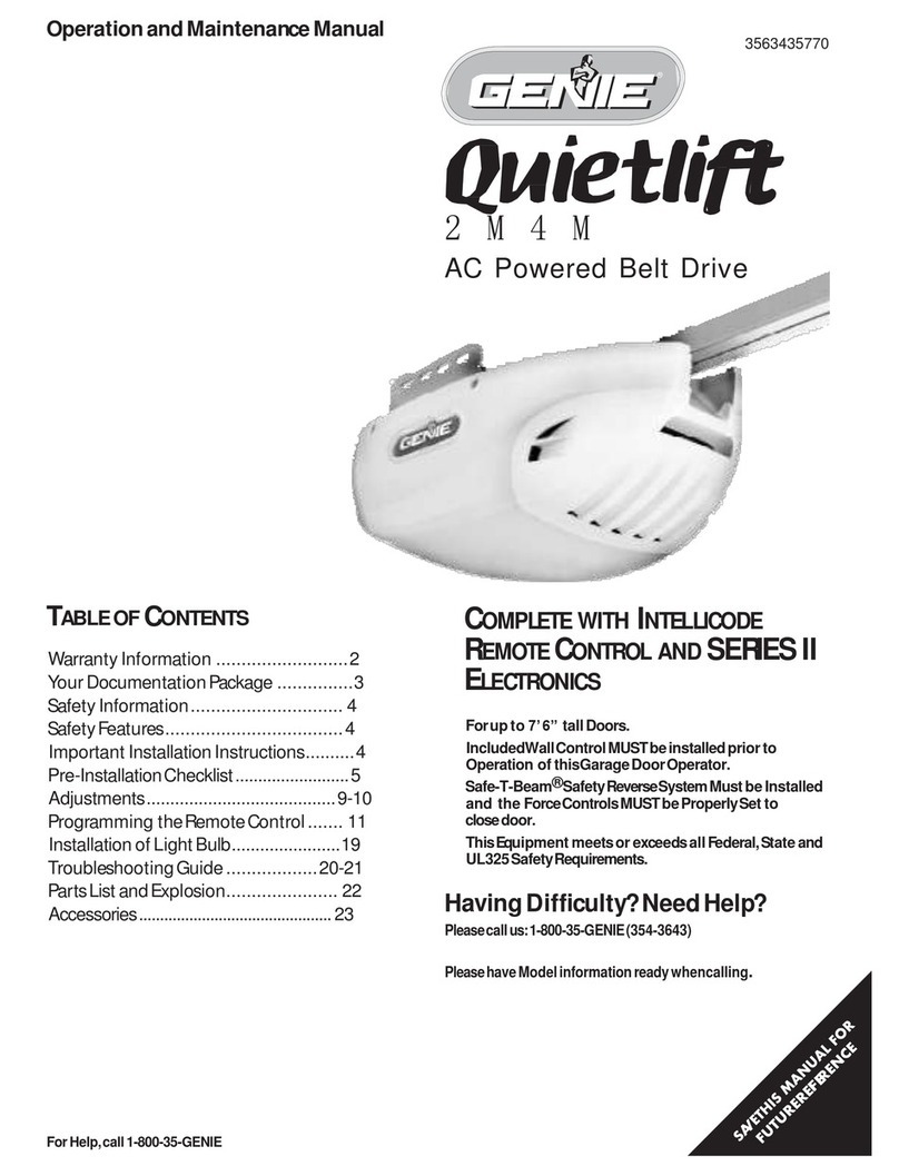 Genie Quietlift 2M User manual