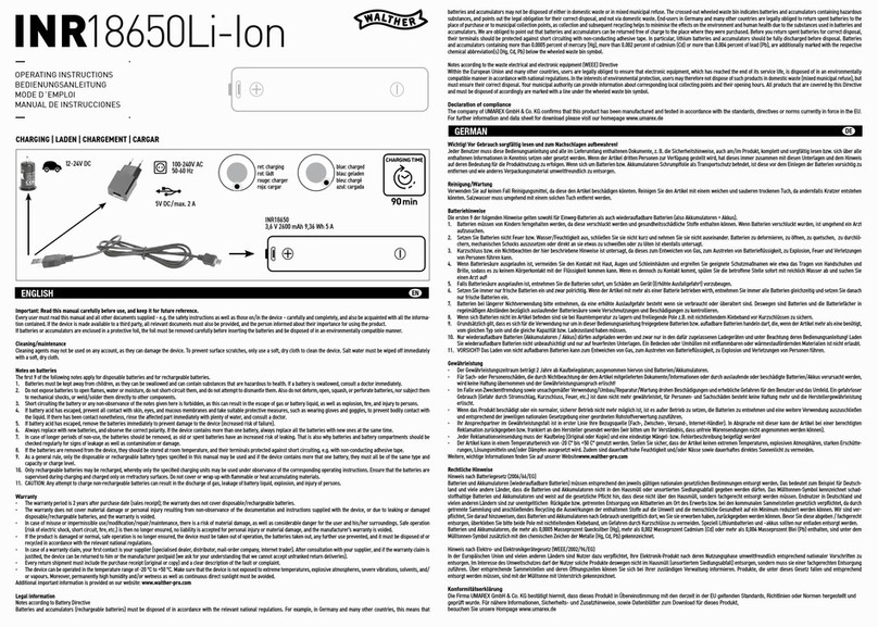 Walther INR18650 operating instructions