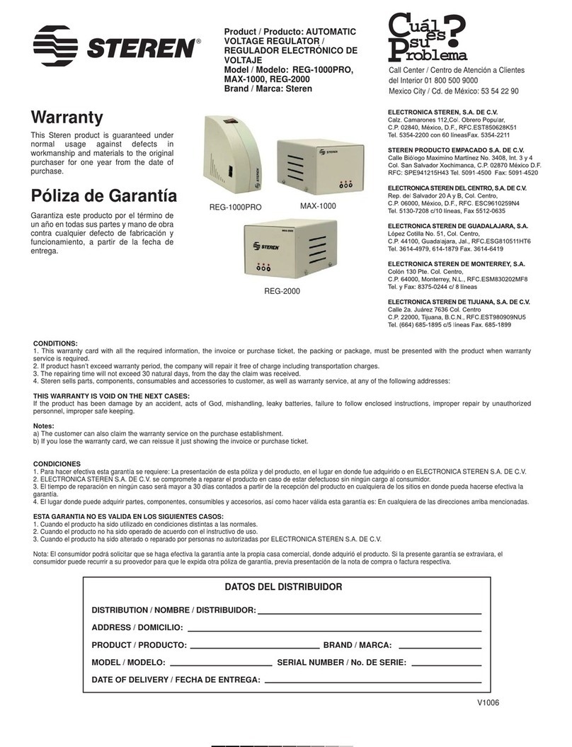 Steren REG-1000PRO instruction manual