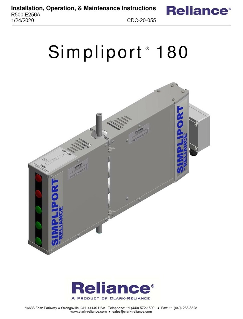 Clark-Reliance Reliance Simpliport 180 Installation, operation & maintenance instructions