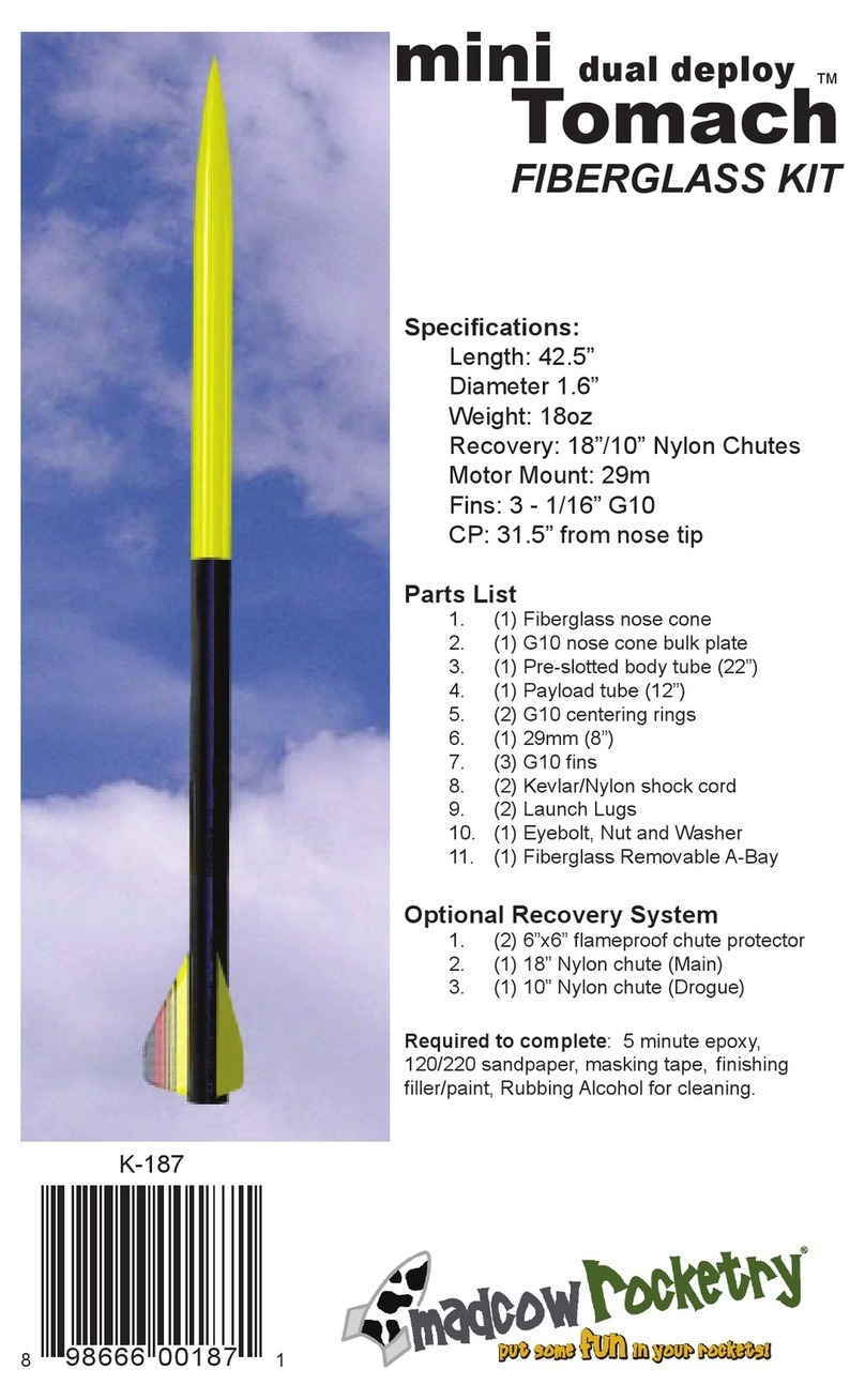 Madcow Rocketry mini dual deploy Tomach FIBERGLASS KIT manual