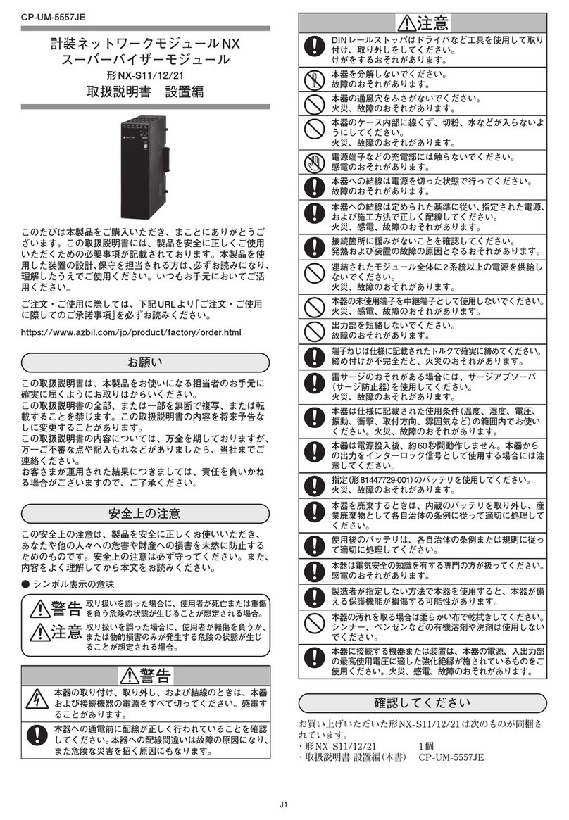 Azbil NX-S11 User's Manual For Installation