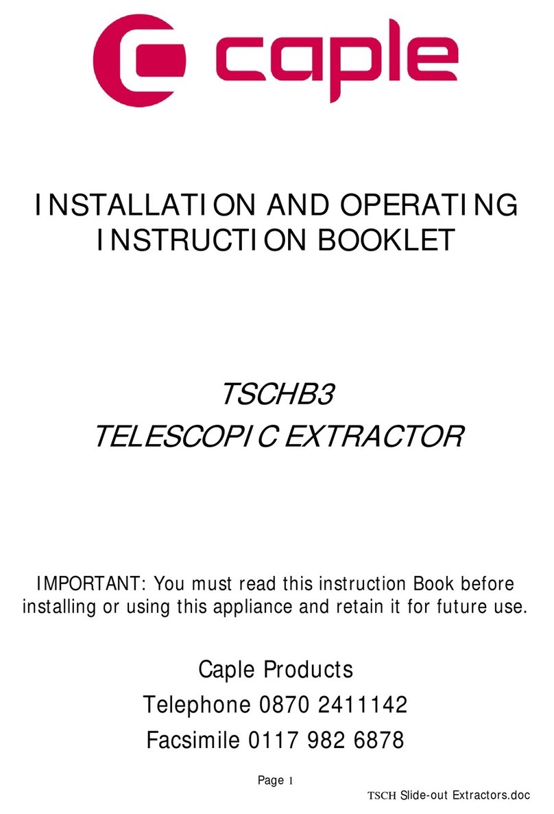 Caple TSCHB3 Installation and operating instruction booklet