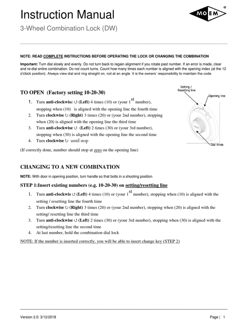 MOEM 3-Wheel Combination Lock DW instruction manual MOEM 3-Wheel Combination Lock DW instruction manual