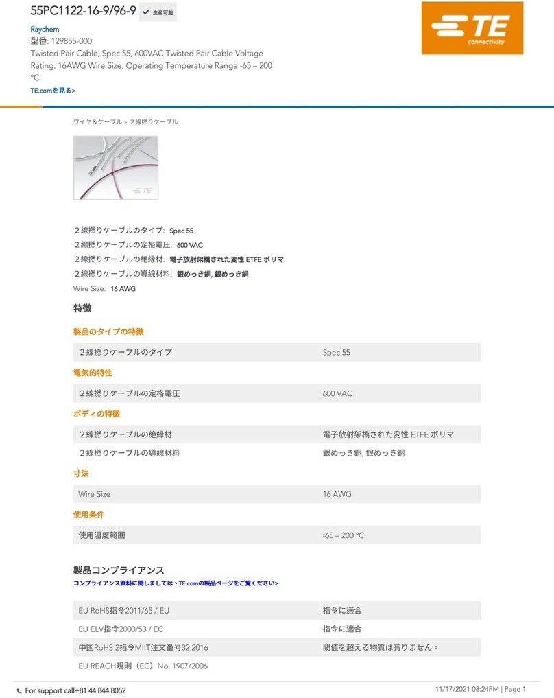 TE Connectivity 55PC1122-16-9/96-9 User manual TE Connectivity 55PC1122-16-9/96-9 User manual
