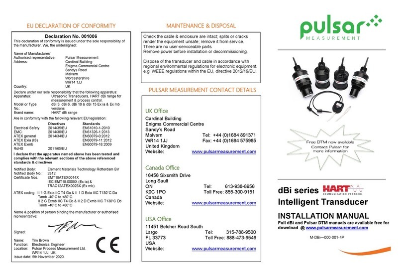 Pulsar Measurement HART dBi Series installation manual