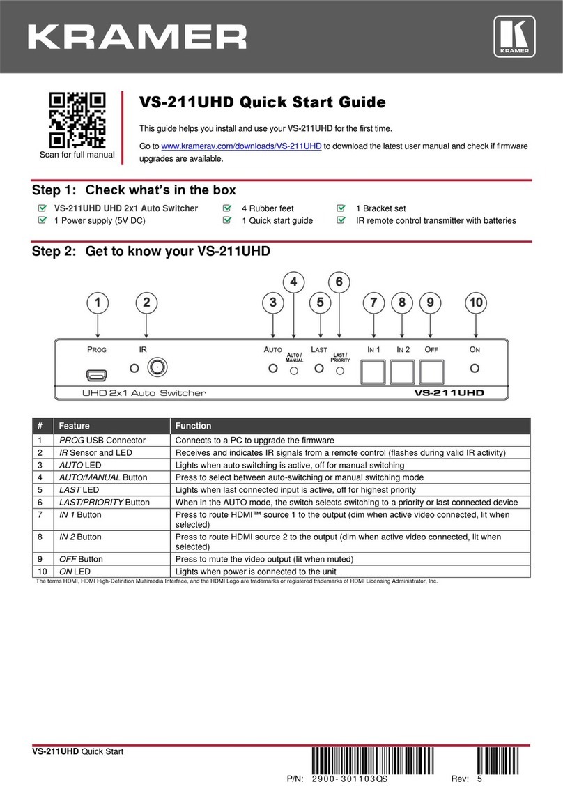 Kramer VS-211UHD quick start guide Kramer VS-211UHD quick start guide