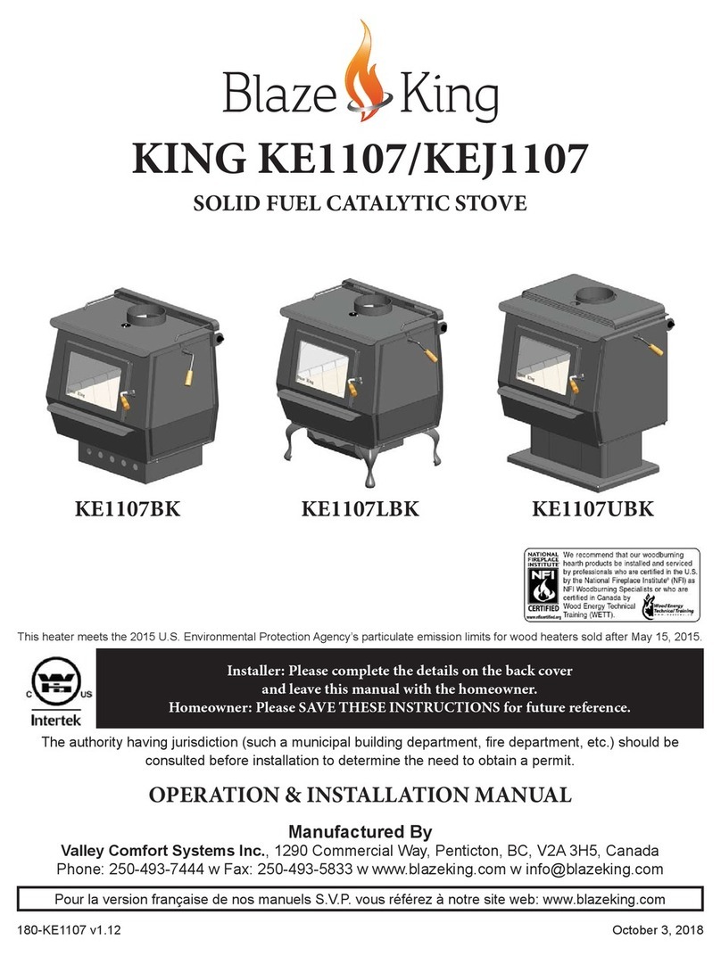 Blaze King KING KE1107BK Operation & installation manual