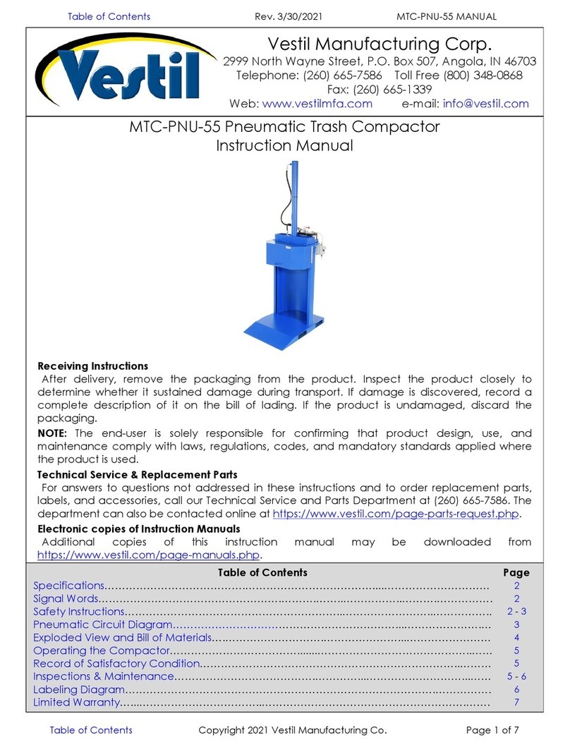 Vestil MTC-PNU-55 instruction manual