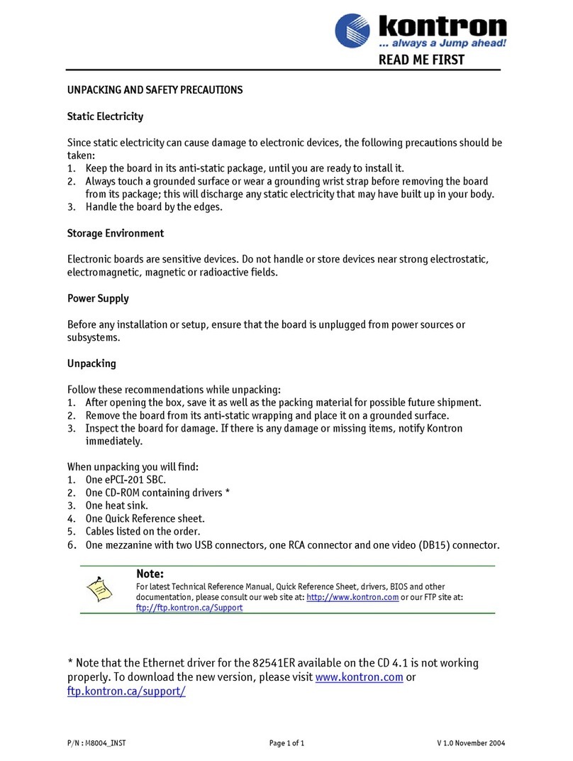 Kontron ePCI-201 quick start guide