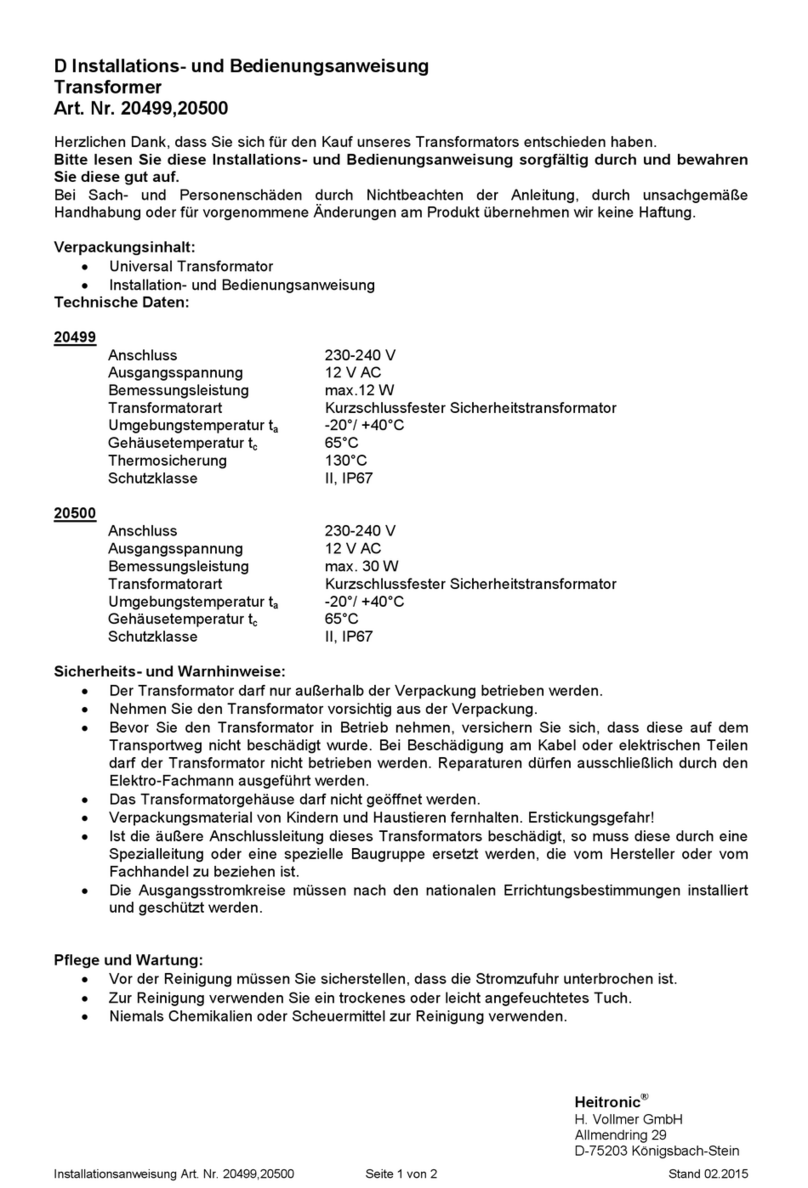 Heitronic 20499 Installation and operating instructions Heitronic 20499 Installation and operating instructions