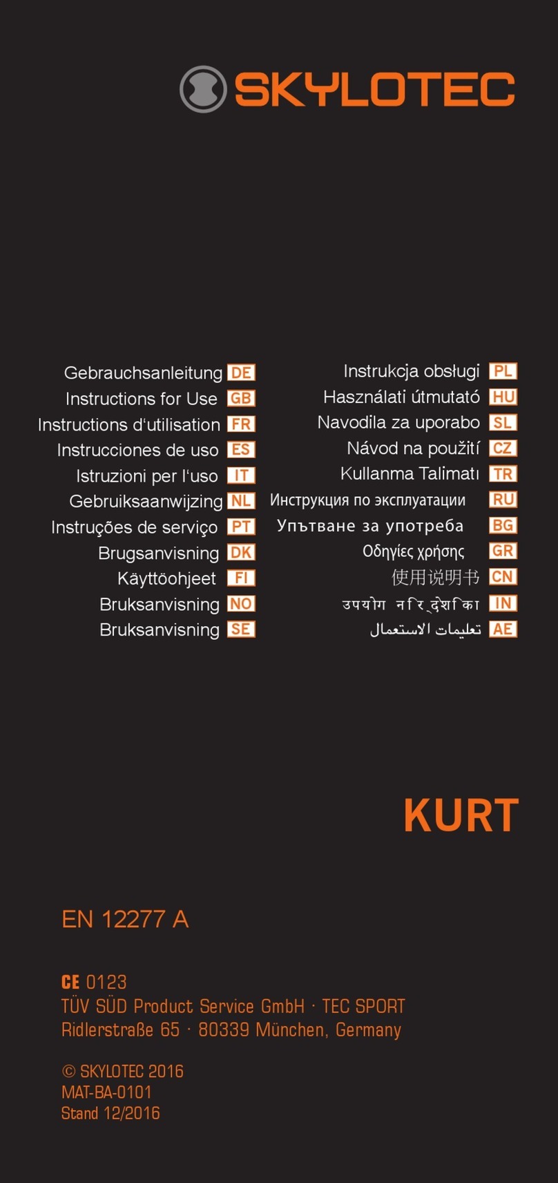 SKYLOTEC KURT Instructions for use