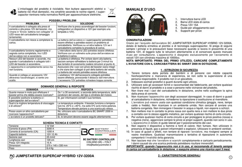 Battery Controller BC JUMPSTARTER SUPERCAP HYBRID 12V-3200A User manual