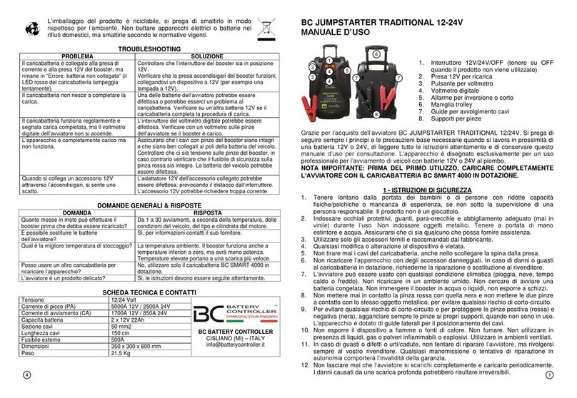 Battery Controller BC JUMPSTARTER TRADITIONAL 12-24V User manual