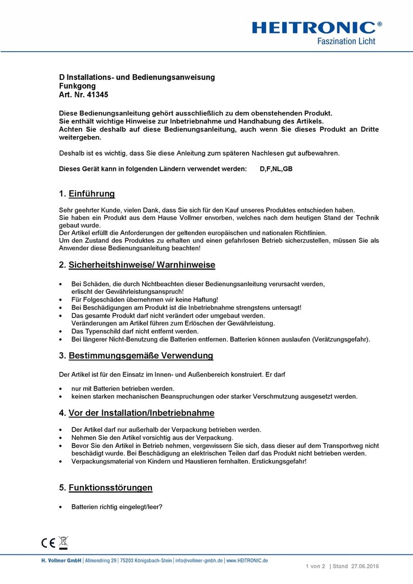 Heitronic 41345 Installation and operating instructions