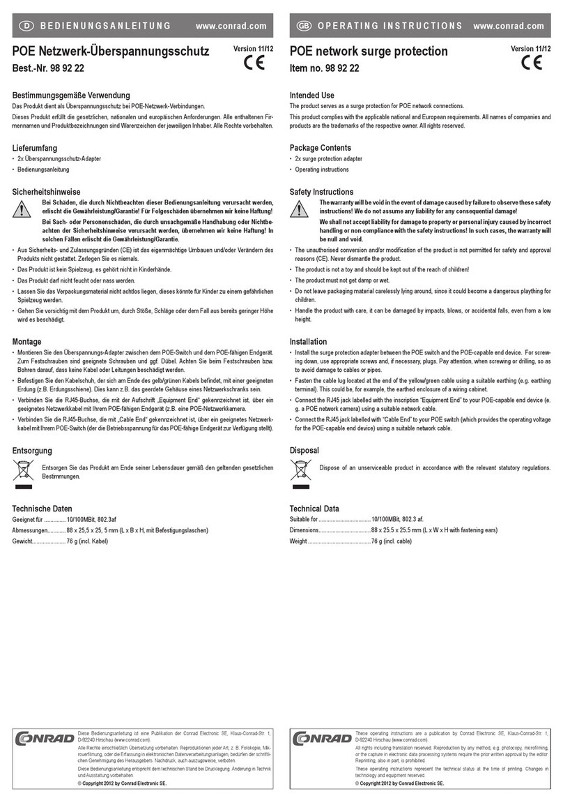 Conrad 98 92 22 operating instructions