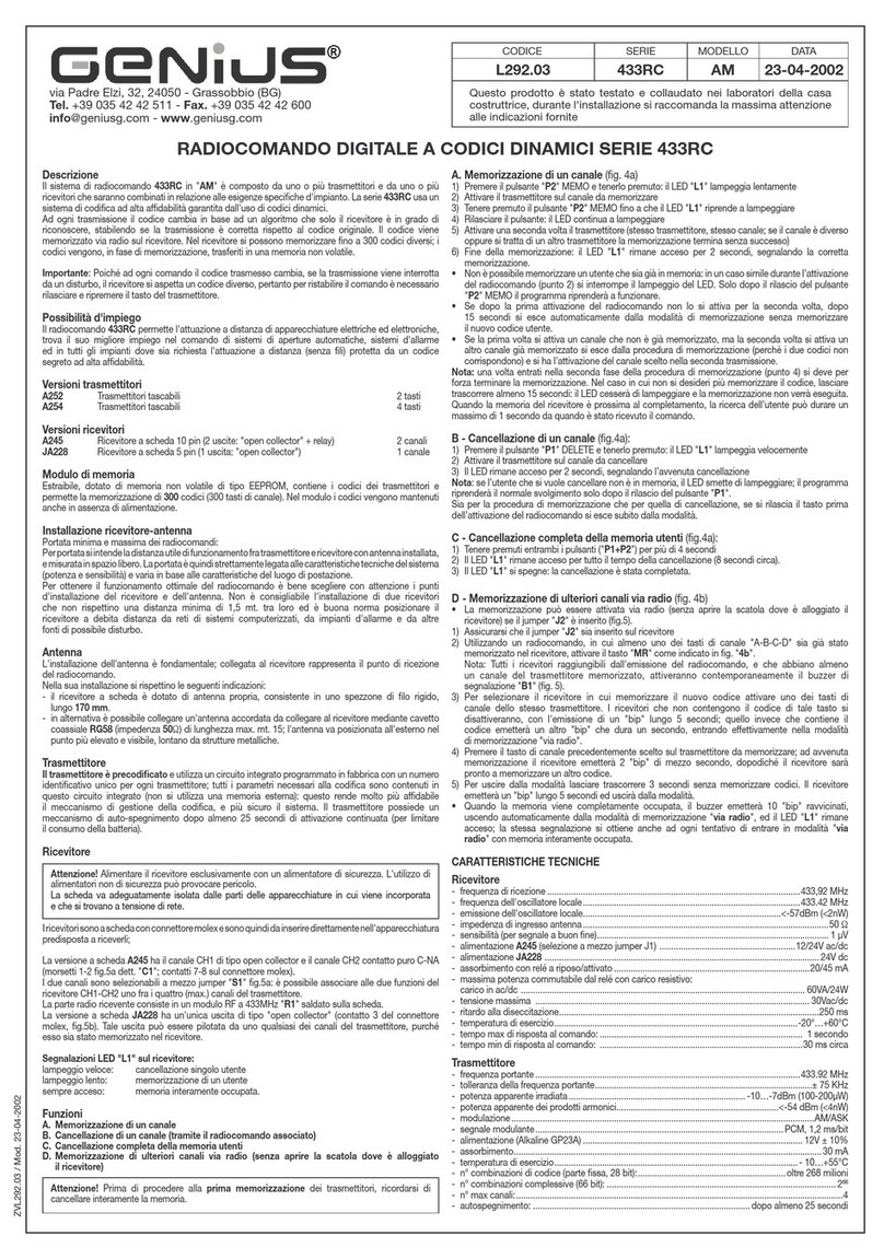 Genius 433RC Series User manual
