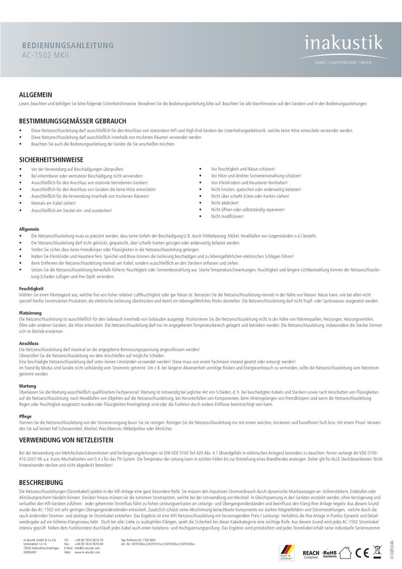 Inakustik AC-1502 MKII Operation manual
