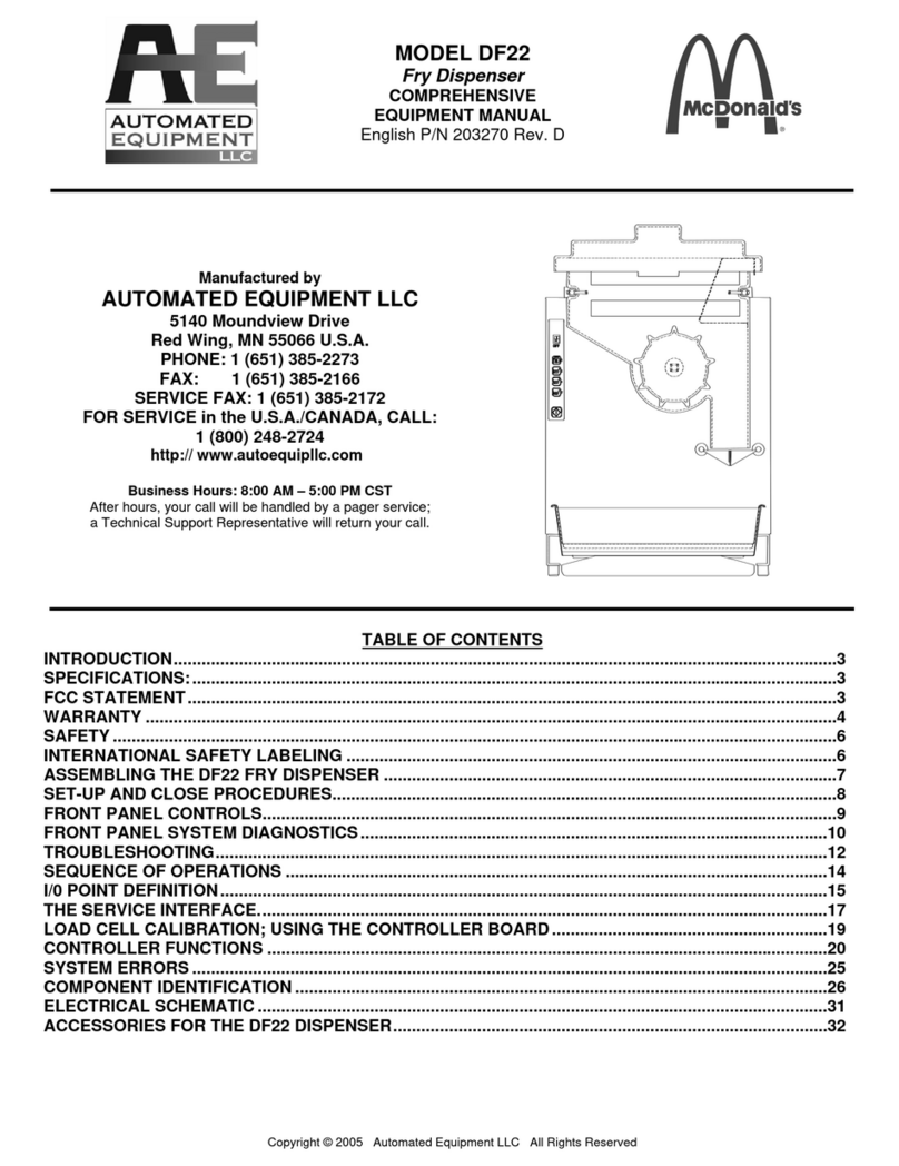 AUTOMATED EQUIPMENT McDonald's DF22 Equipment manual