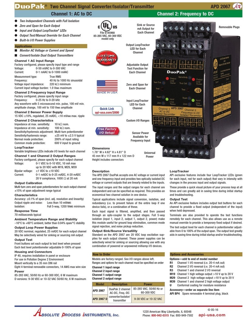 API DuoPak APD 2067 quick start guide