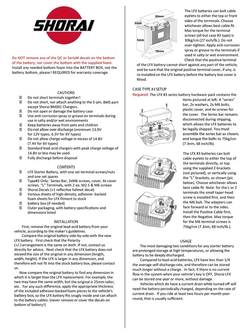 Shorai LFX 3 Series quick start guide