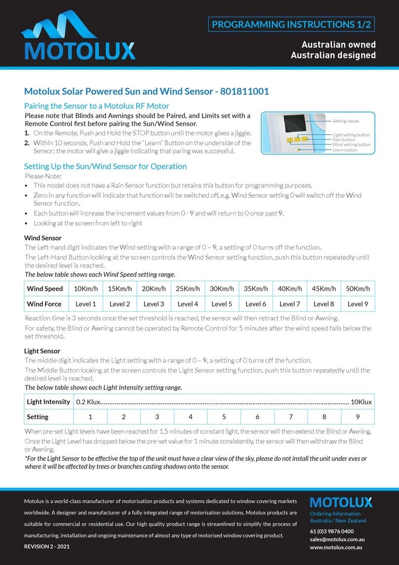 Motolux 801811001 Programming instructions