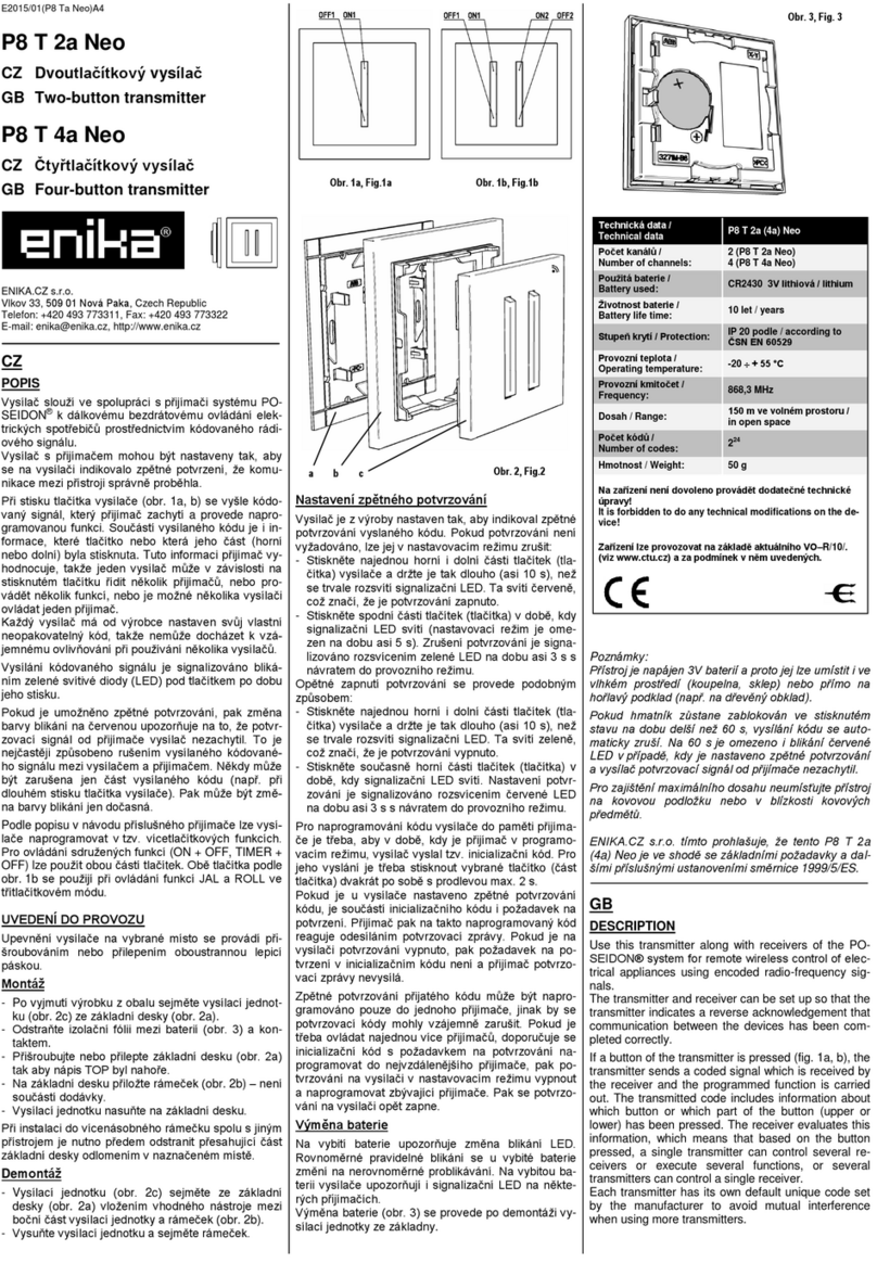 enika P8 T 2a Neo quick start guide